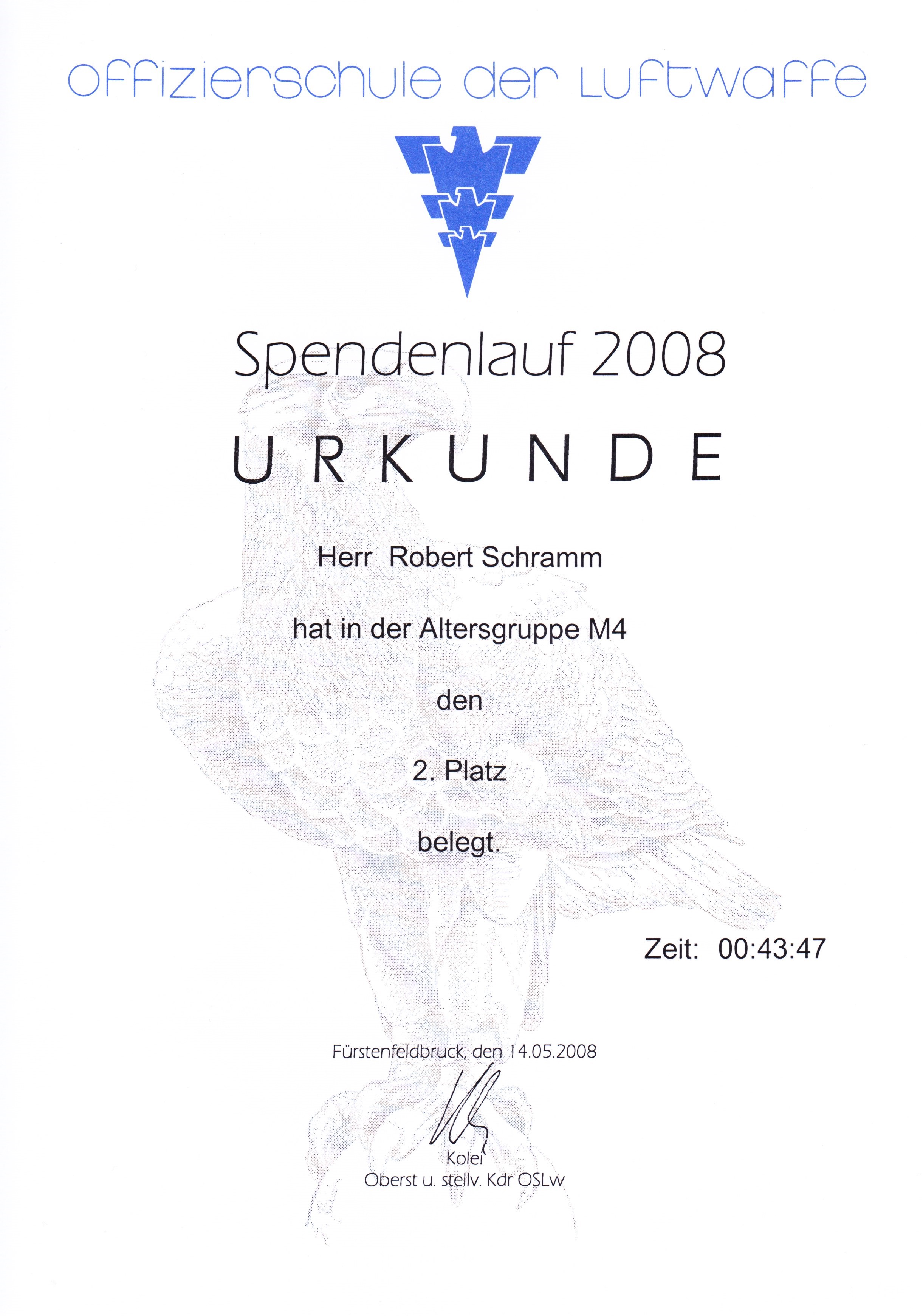 Urkunde Offiziersstaffel 2008