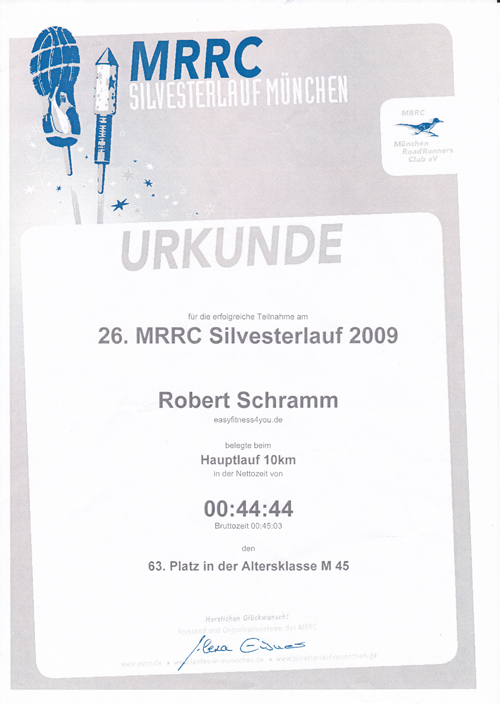 Urkunde Silvesterlauf 2009 opt