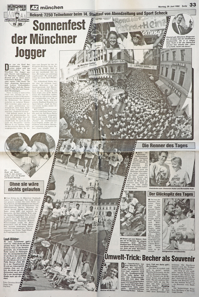 Zeitungsartikel Stadtlauf 1992 opt